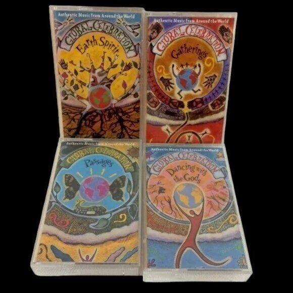 4 1990s Global Celebration World Music Cassette Tapes Ellipsis Arts New Age - Picture 1 of 12